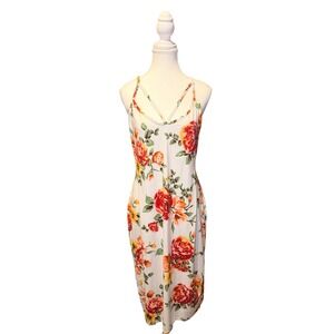 Love & Chesley Floral Criss Cross Midi Dress White Red Orange – Women's 2XL